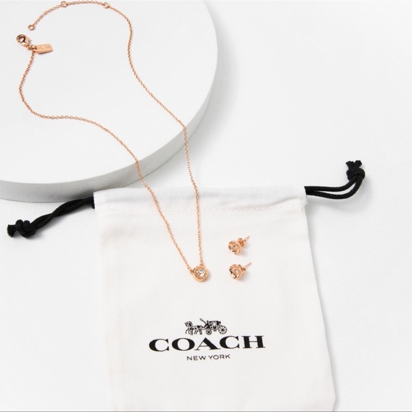 COACH Tea Rose Necklace and Stud Earrings Set - Picture 2 of 6
